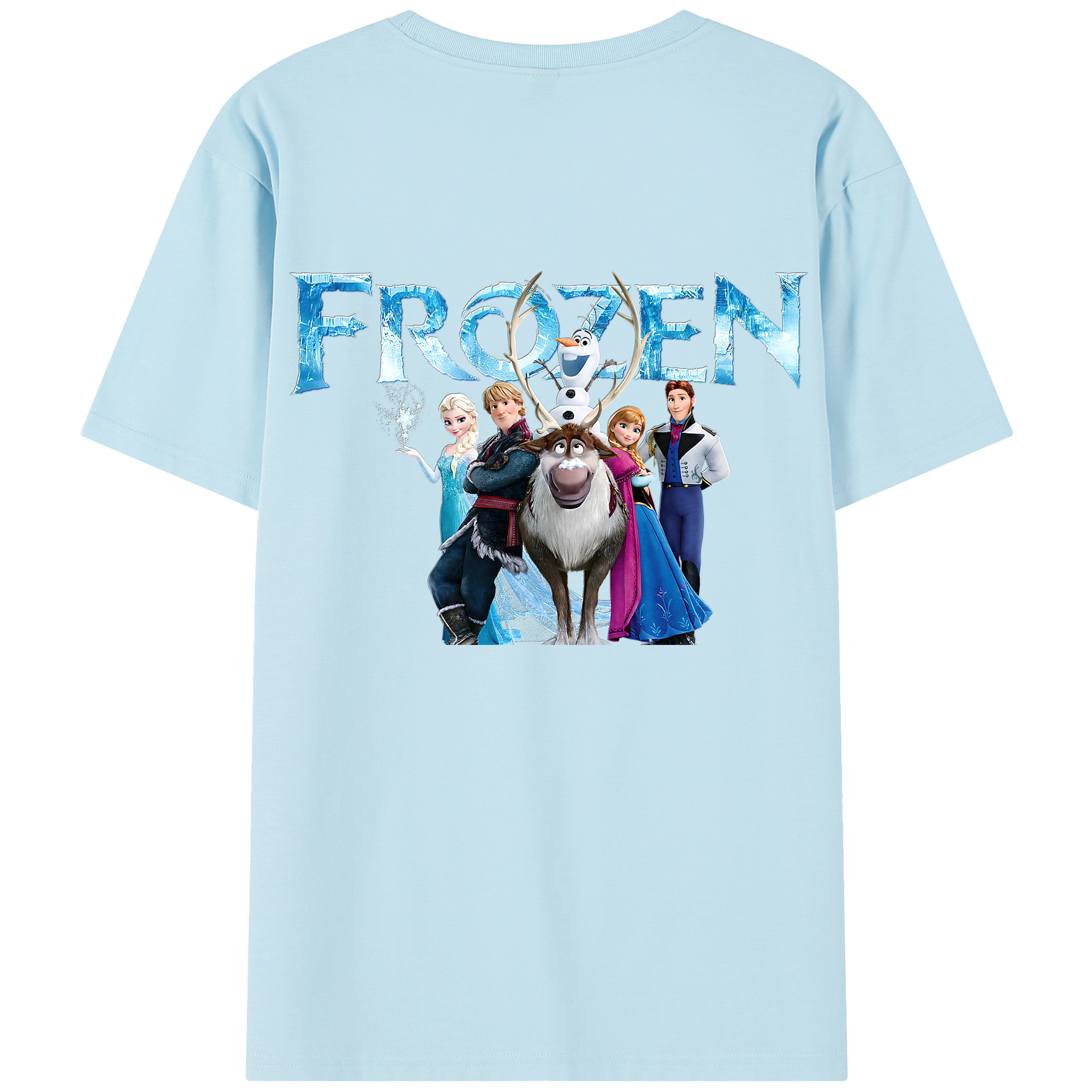 （画像用） アナと雪の女王 アンナ エルサ Frozen Anna Elsa 綿100％半袖Tシャツ（背面プリント）